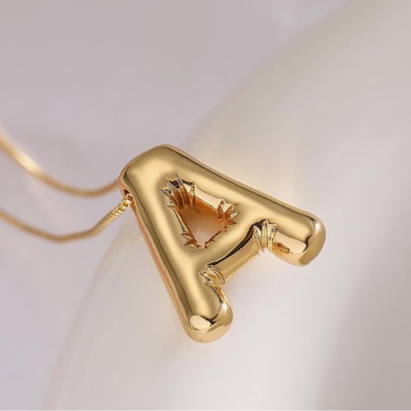 BRAND NEW, STILL IN THE PACKAGE Trendy Bubble Initial Charm and Necklace, “A” - Picture 2 of 2